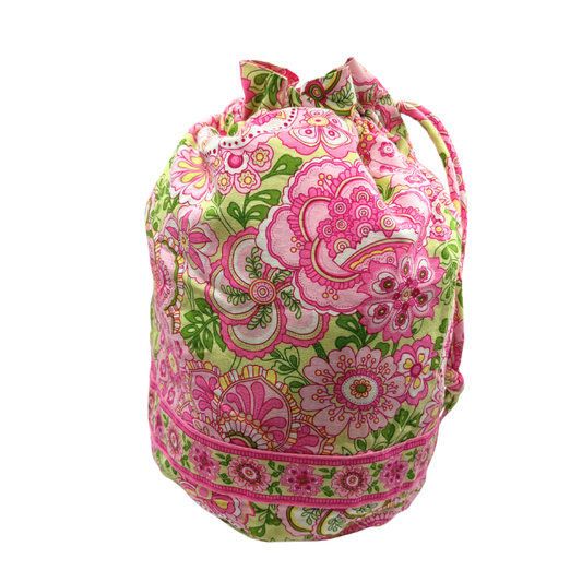 Vera Bradley Pink Drawstring Satchel / Bucket Bag  Floral Quilted Bag