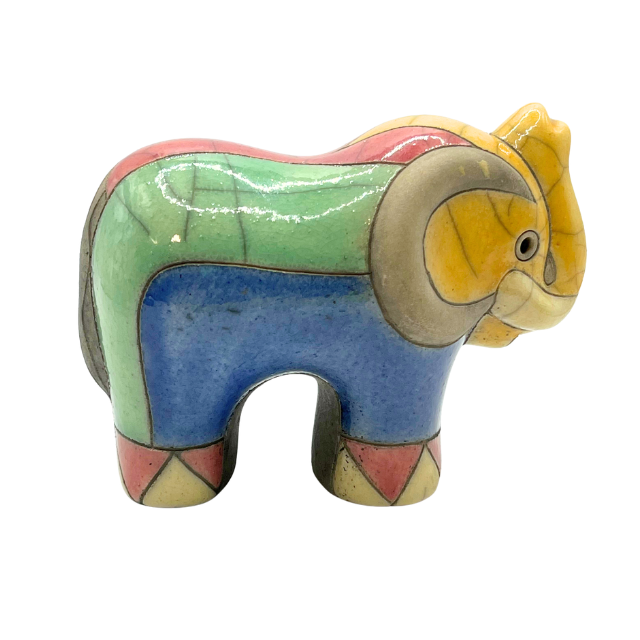 Vintage South African Raku Pottery Elephant Transvaal Figurine Signed