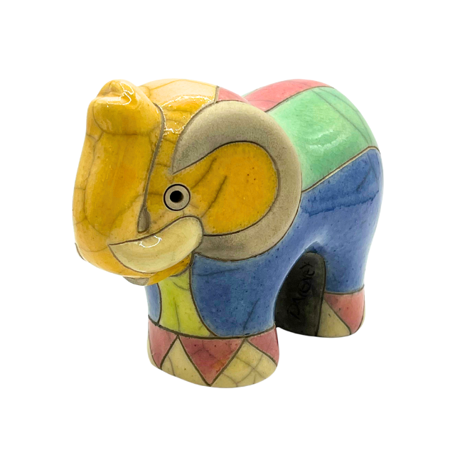 Vintage South African Raku Pottery Elephant Transvaal Figurine Signed