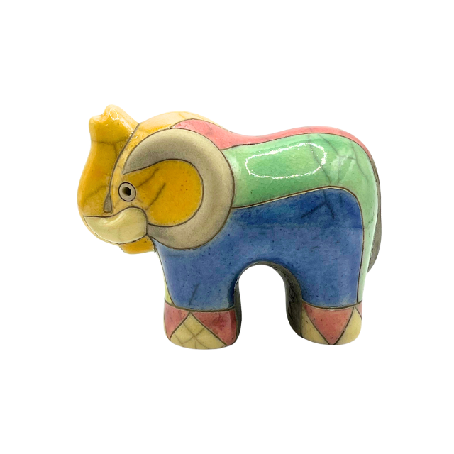Vintage South African Raku Pottery Elephant Transvaal Figurine Signed