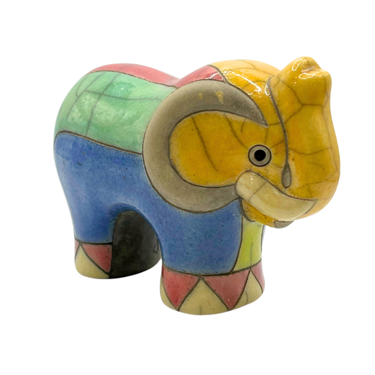 Vintage South African Raku Pottery Elephant Transvaal Figurine Signed
