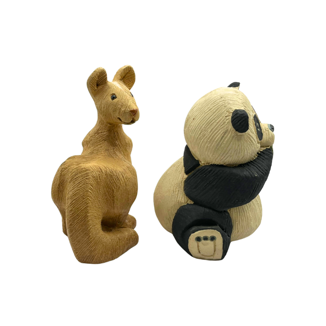 Artesania Rinconada Jungle Bundle: Panda, Chimpanzee, & (2) Kangaroo with Joey