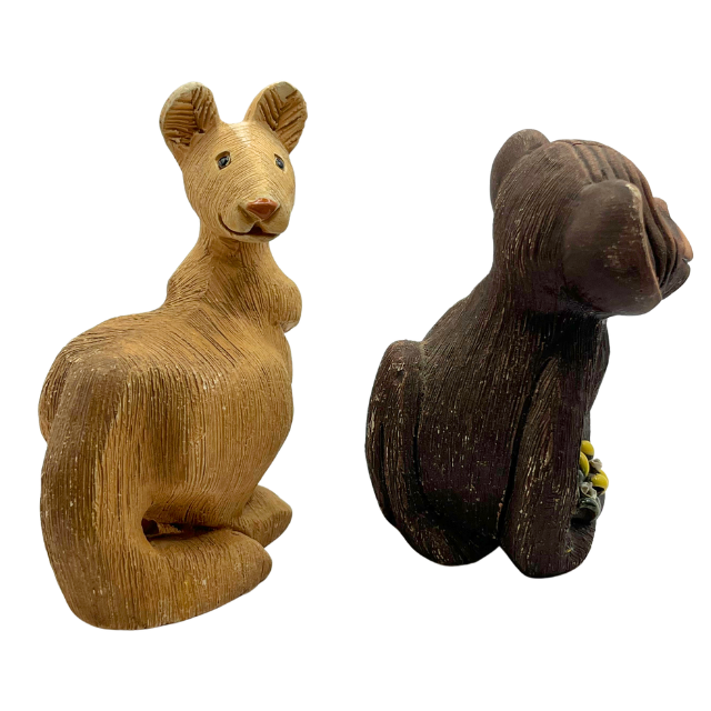 Artesania Rinconada Jungle Bundle: Panda, Chimpanzee, & (2) Kangaroo with Joey