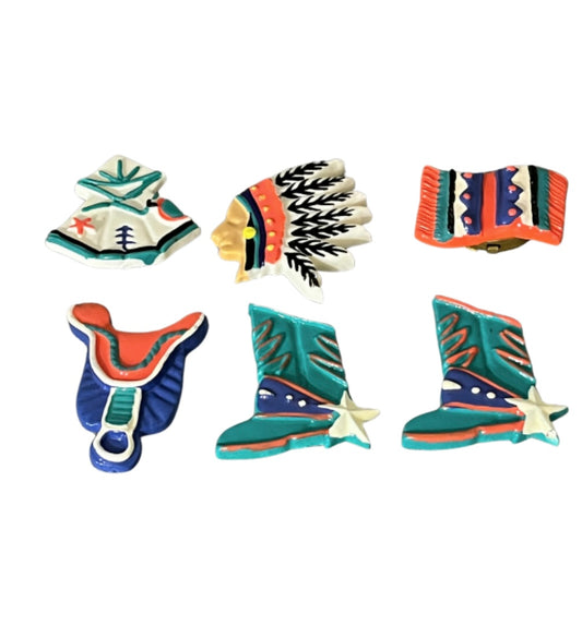* Vintage Button Covers Native American Inspired set of 6