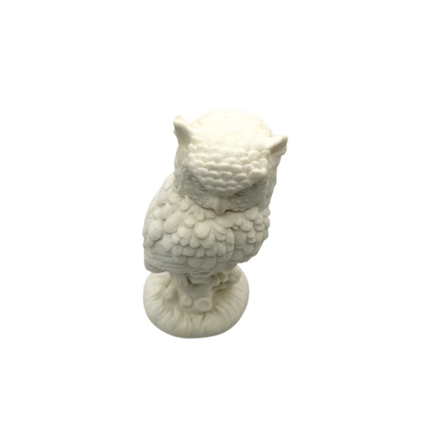 Vintage Alabaster White Owl Signed A. Santini Made in Italy