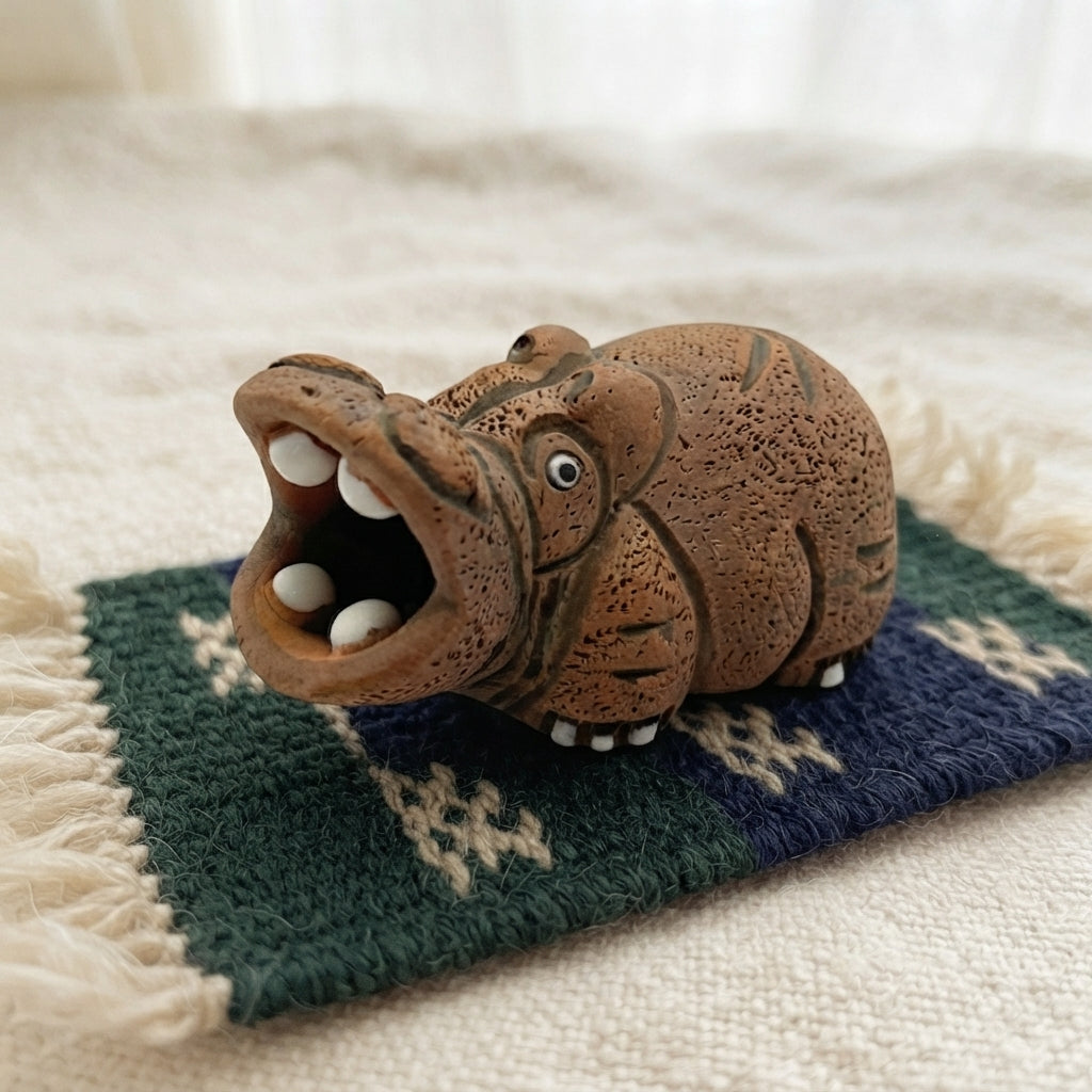 Vintage Casals of Peru Hippopotamus Terracotta Clay Figurine Folk Art