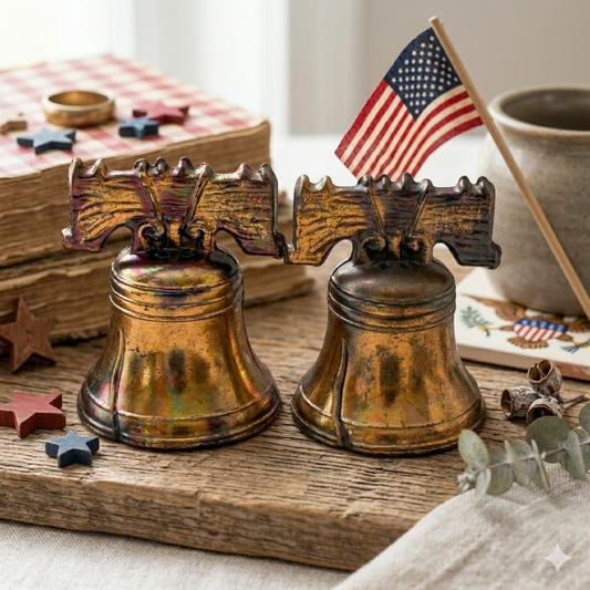 Vintage Liberty Bell Philadelphia 1776 Metal Salt & Pepper Shakers Japan
