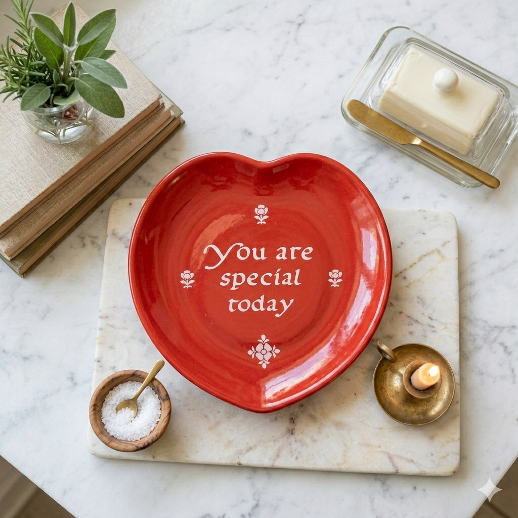 Vintage Waechtersbach "You Are Special Today" Red Celebration Plate - 1979 Tradition Heart Shaped