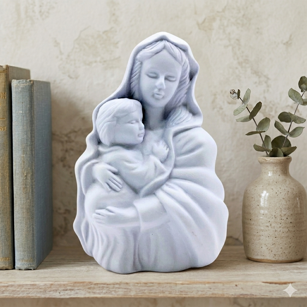 Hermitage Pottery Fine Jade Porcelain Collection Madonna & Baby 5" Tall