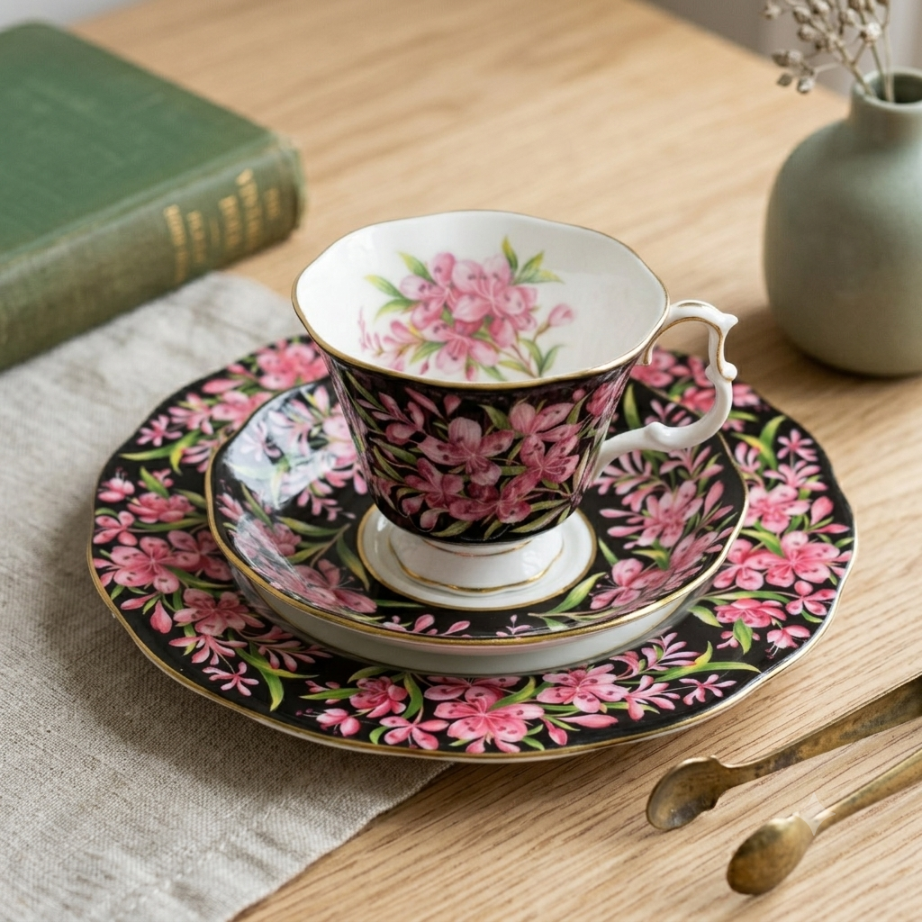 Vintage Royal Albert Provincial Flowers Fireweed 3-Piece Set Original Bone China