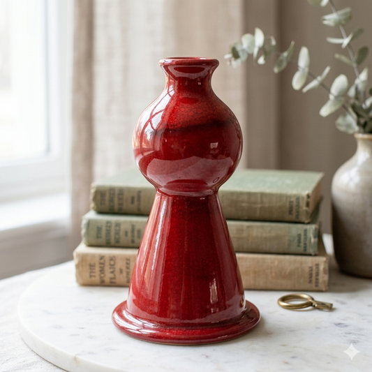 Bleu D'Argile Fait Main Art Pottery 7" Red Bud Vase made in France