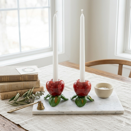 Vintage Franciscan Apple Candle Holders Ceramic Grammy Cottage Core