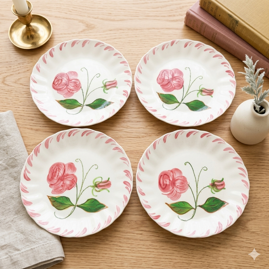 Vintage Blue Ridge Southern Pottery 7" Plates Ridge Rose Pattern Set of 4
