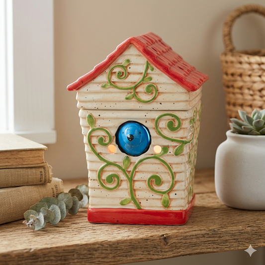 Scentsy Birdhouse Blue Bird  Ceramic Wax Warmer Retired Home Fragrance Device