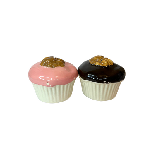 Vintage Cupcake Made in Hong Kong Salt & Pepper Shakers - Some Paint Chips