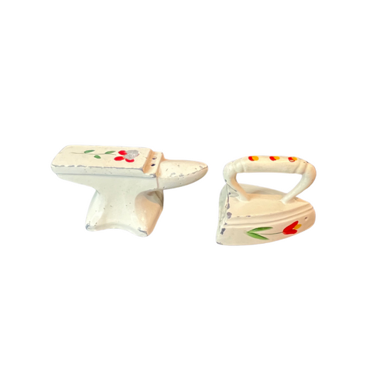 Mid Century Miniature Steel Anvil and Iron Salt and Pepper Shakers - Marriage Set