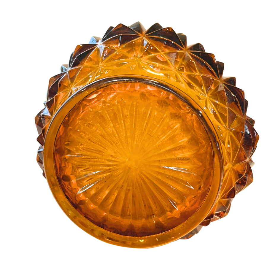 Amazing Vintage MCM LE Smith 24.5" Amber Diamond Butt 16 Finger Swung Vase with 9" Mount- Small Flaw