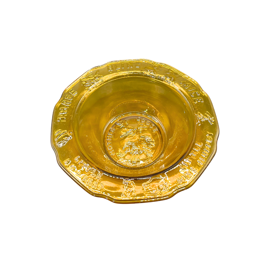 Vintage Tiara Nursery  Rhyme Amber Glass Children's  Mug and Bowl Set