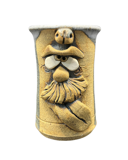 Signed Vintage "Ugly" Funny Face Handmade Stoneware Potter Mug