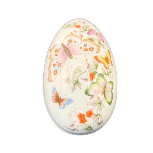 1970s Fine Porcelain 22K Gold Trim Decorative Egg Trinket Box Avon