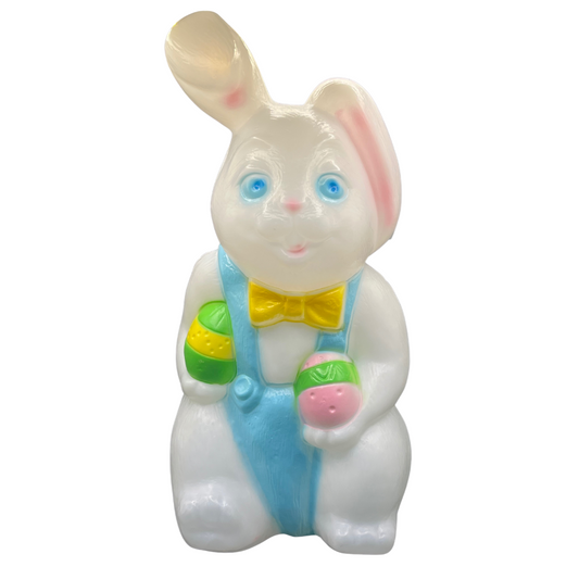 Vtg 15" Empire Blow Mold Easter Bunny in Blue Bibs Carolina Enterprises