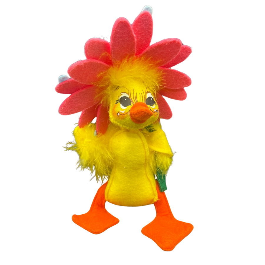 2014 Annalee Spring Showers Duck Doll w/ Pink Flower 8" Eyes Wide Open