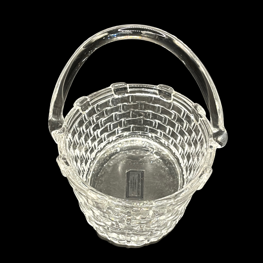 Williams Sonoma Clear Glass Crystal Woven Oval  Basket