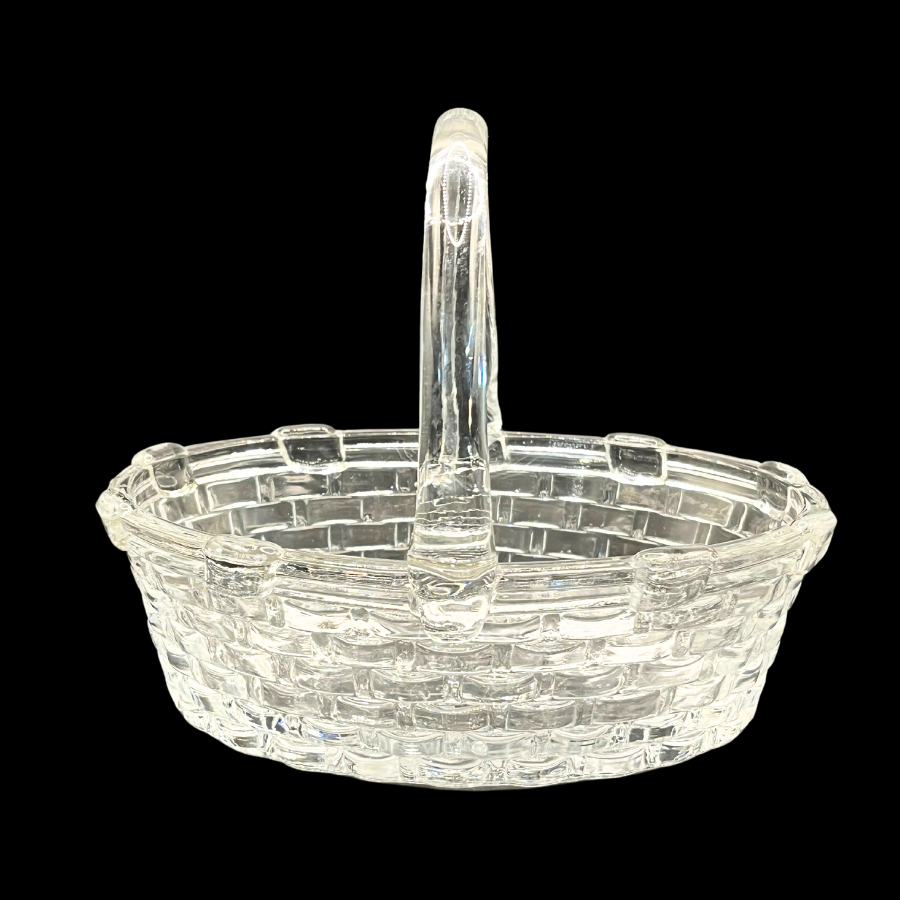 Williams Sonoma Clear Glass Crystal Woven Oval  Basket