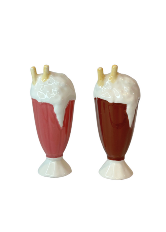 BEBOP Drive-In Ice Cream Sodas Slat & Pepper Shakers - Repaired