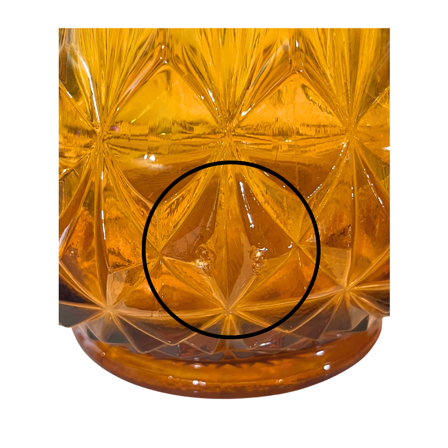 Amazing Vintage MCM LE Smith 24.5" Amber Diamond Butt 16 Finger Swung Vase with 9" Mount- Small Flaw