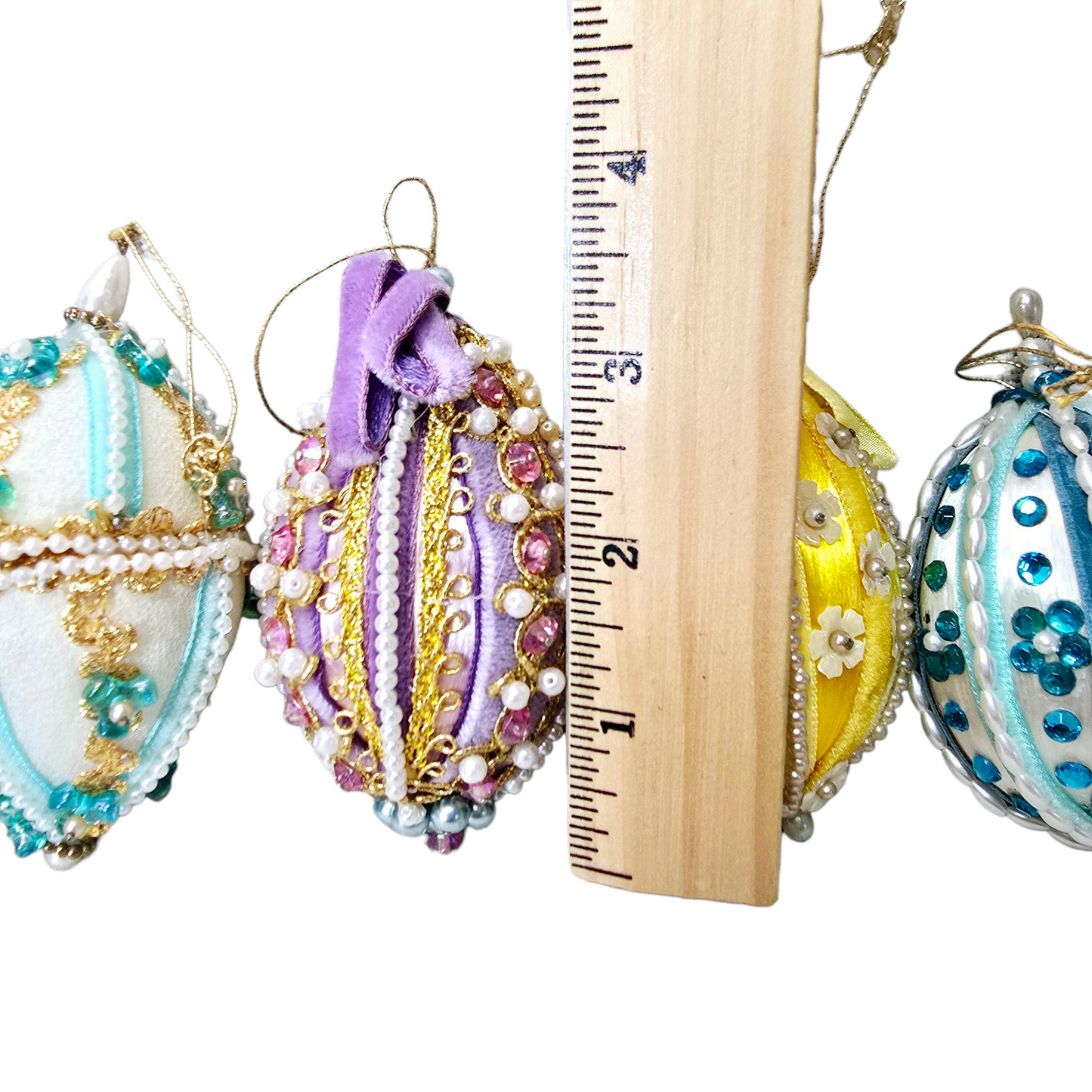 Mid Century Push Pin Beaded Easter/ Christmas Ornaments LOT of 7