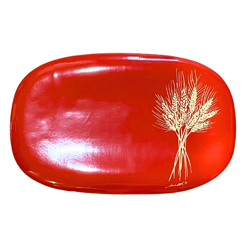 6pc- Vintage Retro Kane Kraft Vinyl Placemats Wheatgrass Red Orange