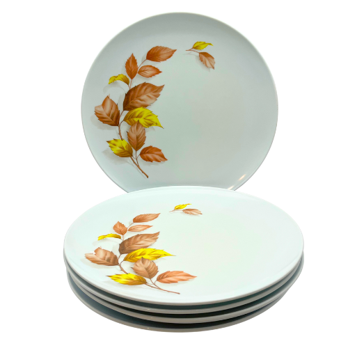 Vintage Texas Ware 9.5” Mel Mac Plates Leaves G-9 Brown Yellow Leaf Fall
