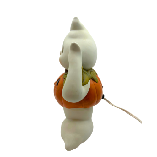 Vintage Brinn Halloween Ghost & Pumpkin Ceramic Night Light Lamp