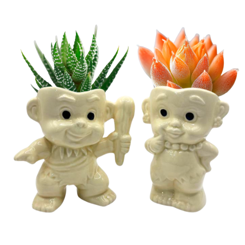 Adorable Vintage Flintstones Pebbles and Bam Bam Succulent Planters/Pencil Holders