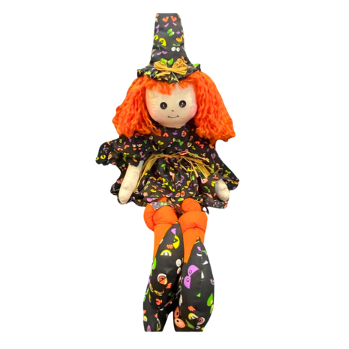 38"  Vintage Sitting Witch With Spooky Eyes Dress Handcrafted