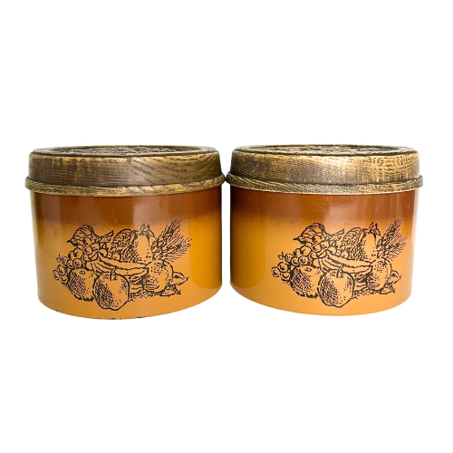 1970s Brown Ombré Cheinco Tin Canister Set of 2