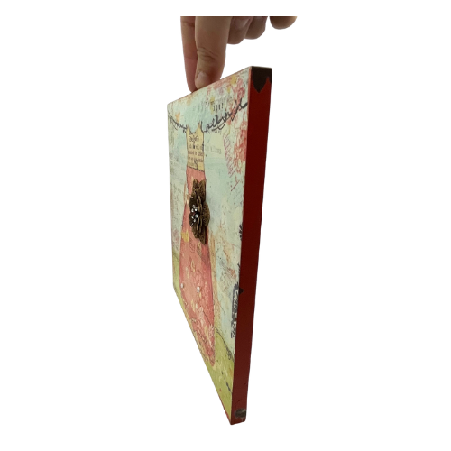 Christy Tomlinson Designs Red Dress on the Line  Wall Art Hanging Plaque 9" by 9"