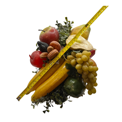 Vtg 16" Autumn Wicker Cornucopia with Rubber Fruit Veggies