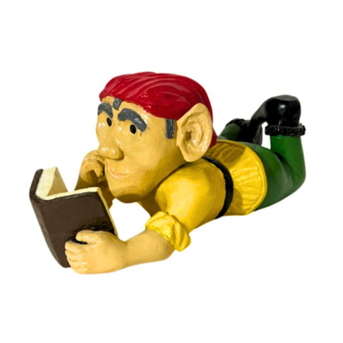 Vintage Elf Reading a Book Carved Wood Hand Painted Christmas Holiday Decor