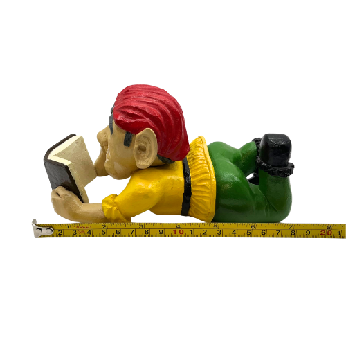 Vintage Elf Reading a Book Carved Wood Hand Painted Christmas Holiday Decor