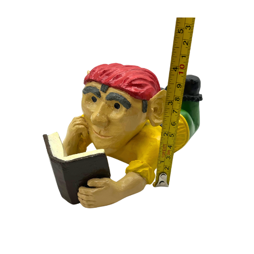 Vintage Elf Reading a Book Carved Wood Hand Painted Christmas Holiday Decor