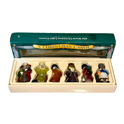 Vintage A Christmas Carol Old World Christmas Light Covers Hand Painted Made in Taiwan