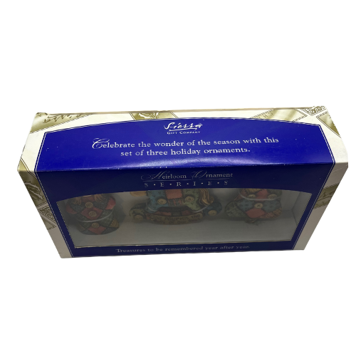 New Sierra Gift Company Ceramic Patchwork Ornaments 3pc