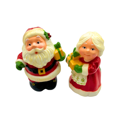 Vintage Hallmark Mr. & Mrs. Claus Salt and Pepper Shakers with Stoppers