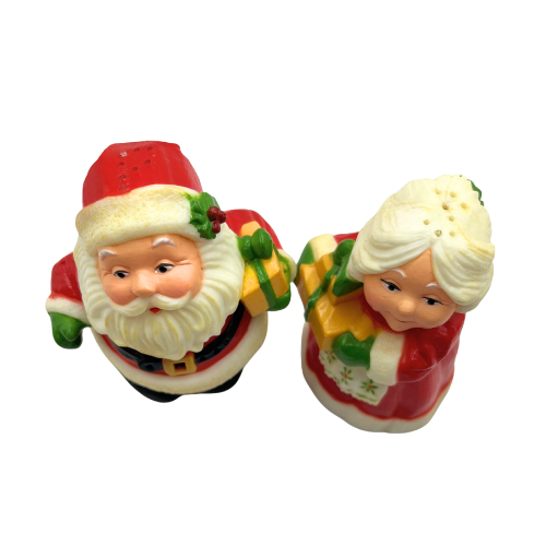 Vintage Hallmark Mr. & Mrs. Claus Salt and Pepper Shakers with Stoppers