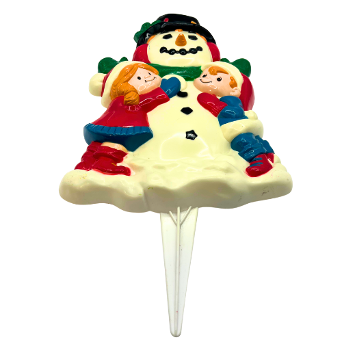 Vintage Plastic Mold Christmas Lawn Decor Stakes NEW DESINS INC.  - Flaw on Santa