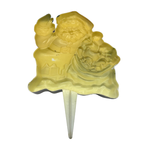 Vintage Plastic Mold Christmas Lawn Decor Stakes NEW DESINS INC.  - Flaw on Santa