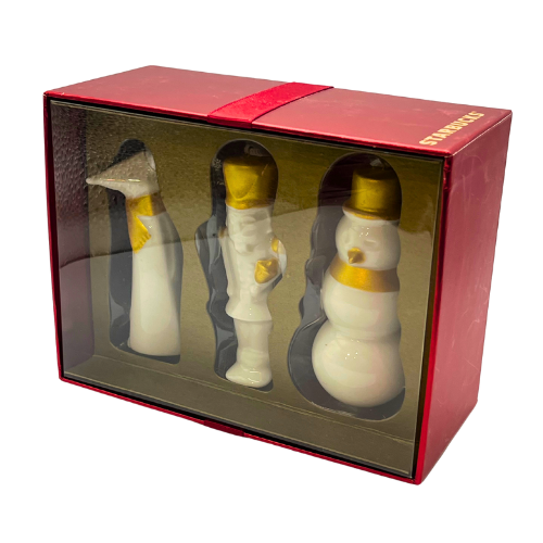 Starbucks Porcelain Christmas Ornaments 2012 Collectable Fox Snowman Nutcracker