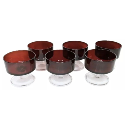 Luminarc Arcoroc France Ruby Red Stem Champagne / Dessert  Glasses